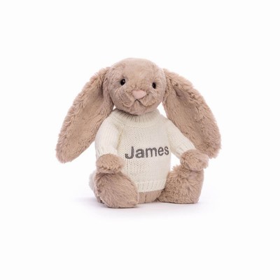 Jellycat Bashful Beige Bunny with Cream Jumper Australia | 251094IKC